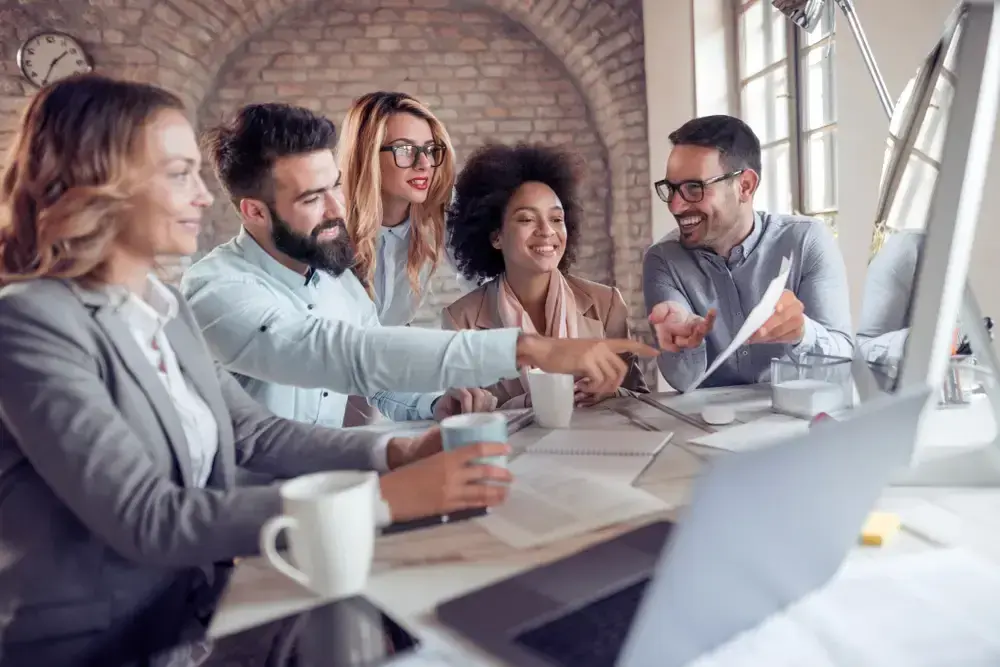 Corporate team in an evidence-based organizational training session