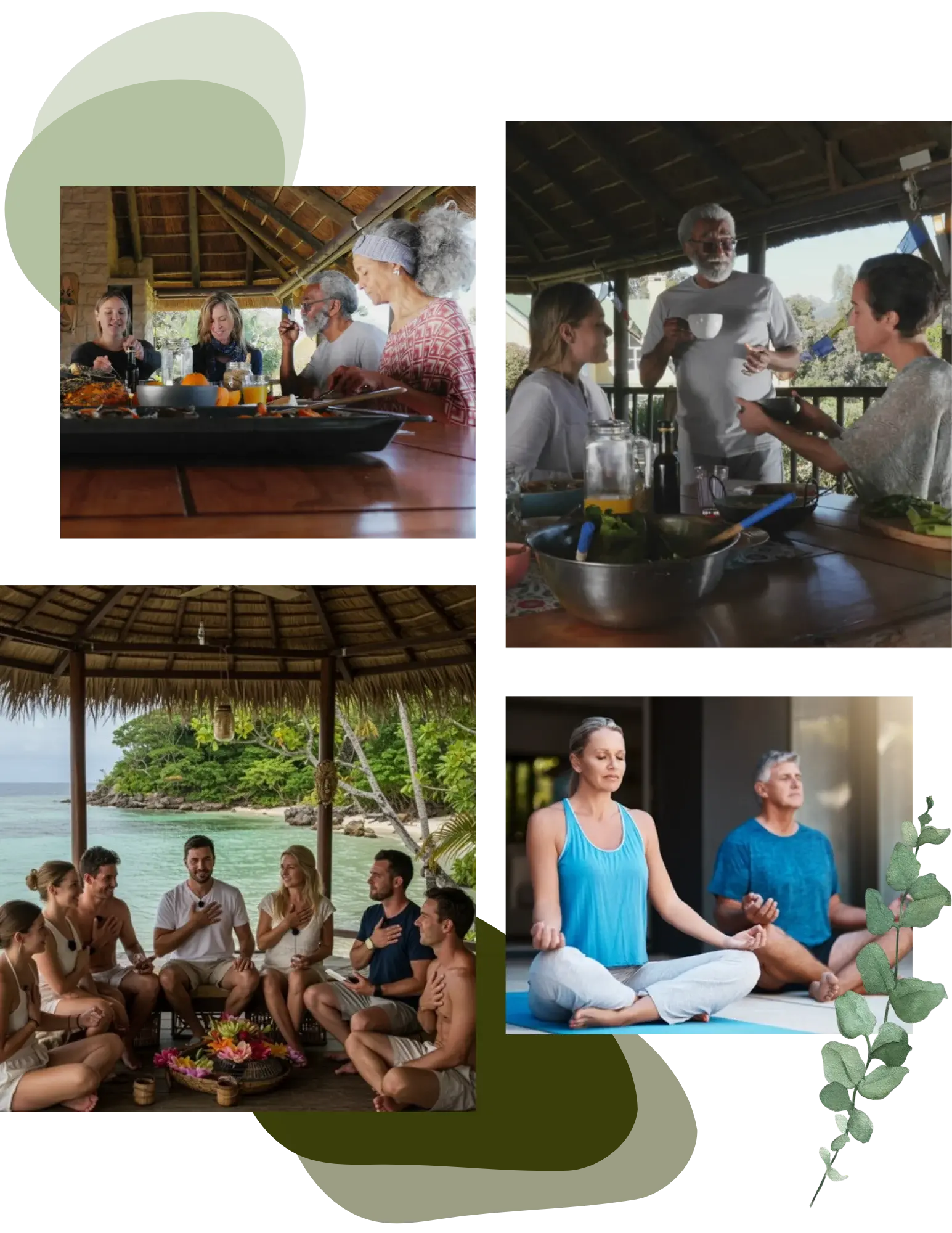 Group meditation and wellness activities at a customized mental wellness retreat.