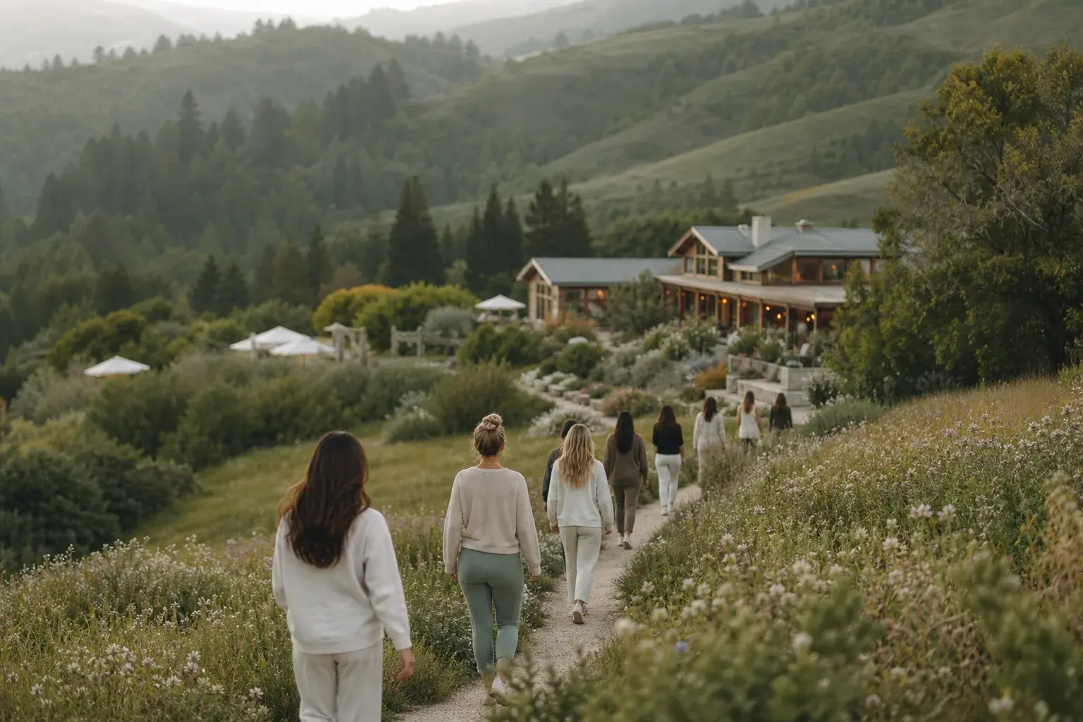 Women sharing supportive conversation during an intimate mental health retreat for women focused on healing and empowerment