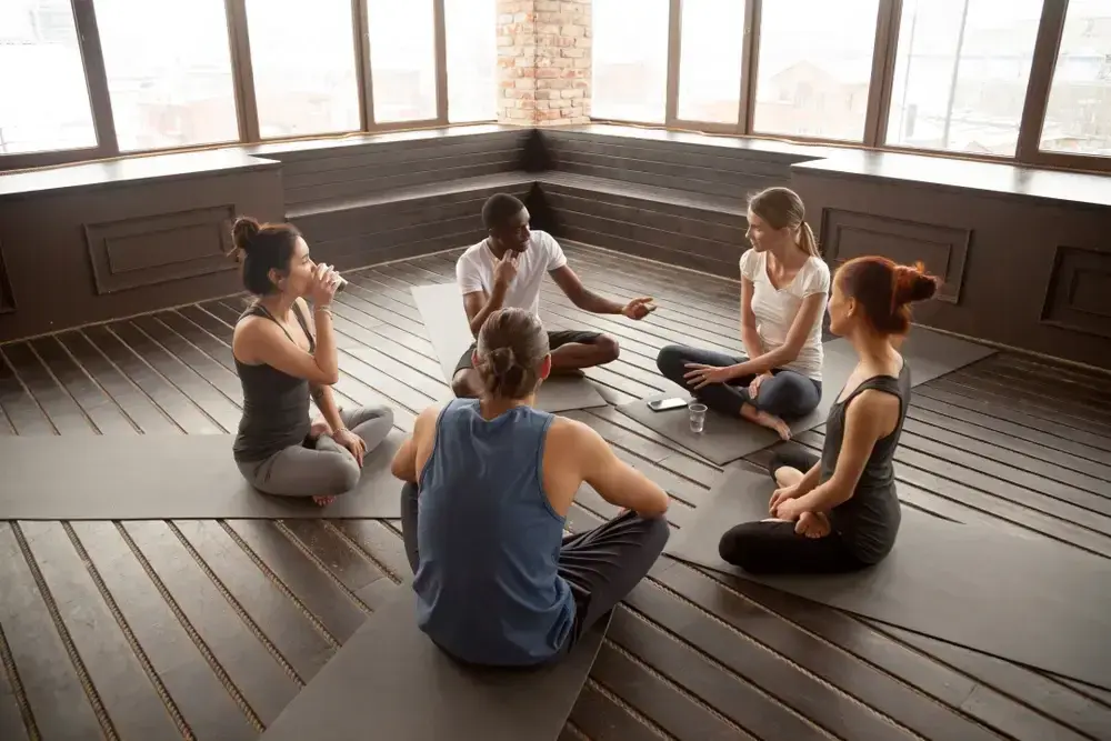 A group talking together during a communication workshop.