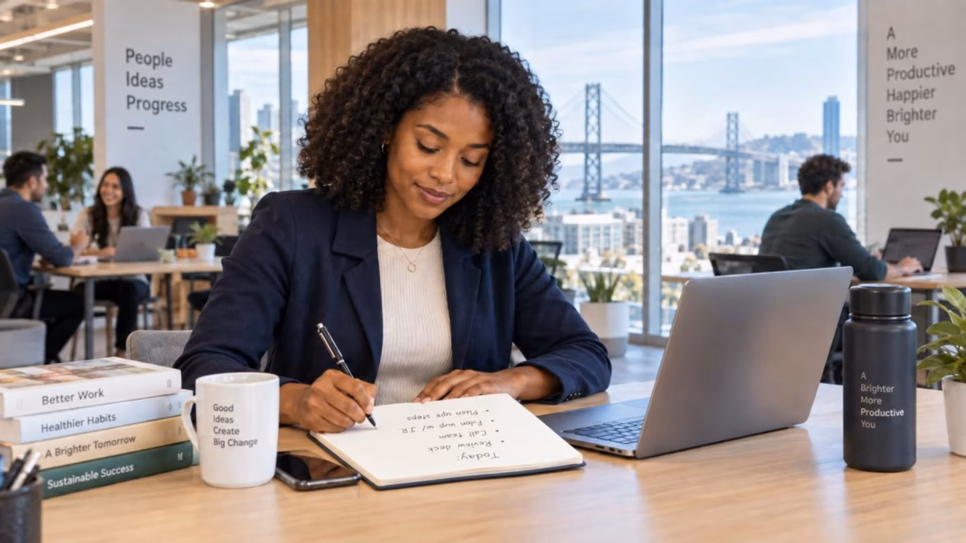 15 evidence-based productivity tips for sustainable success at work, planning the day at a desk overlooking the San Francisco Bay