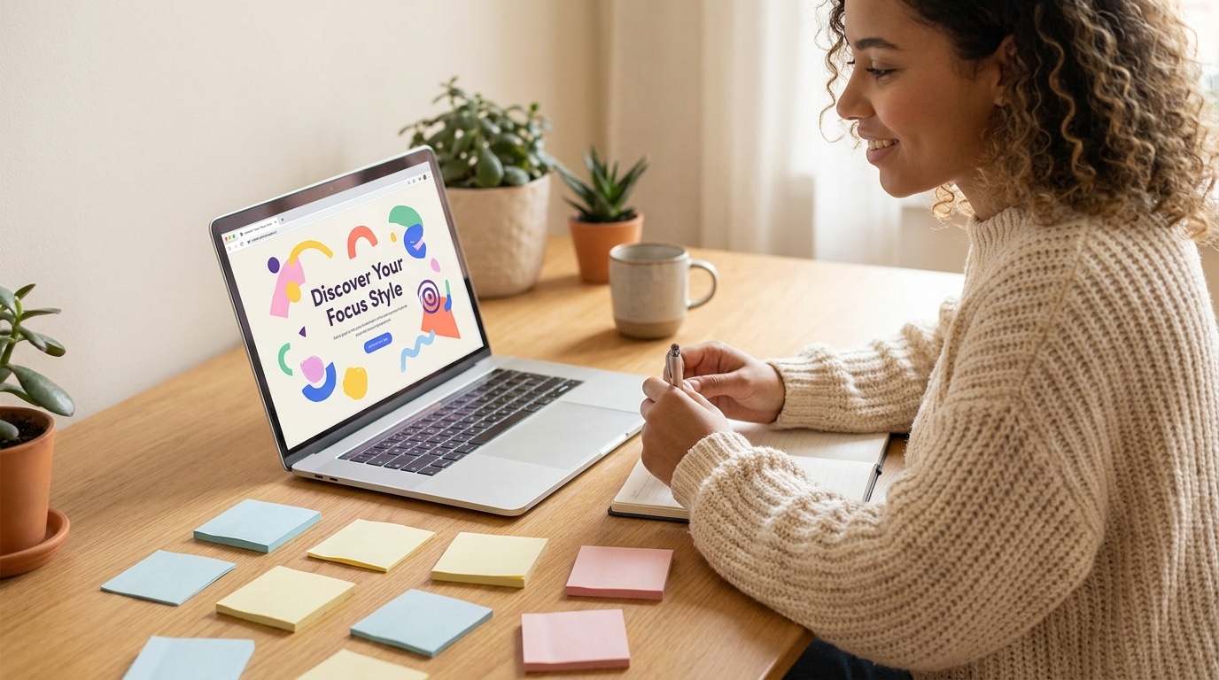 Free ADHD quiz and ADHD online test on a laptop