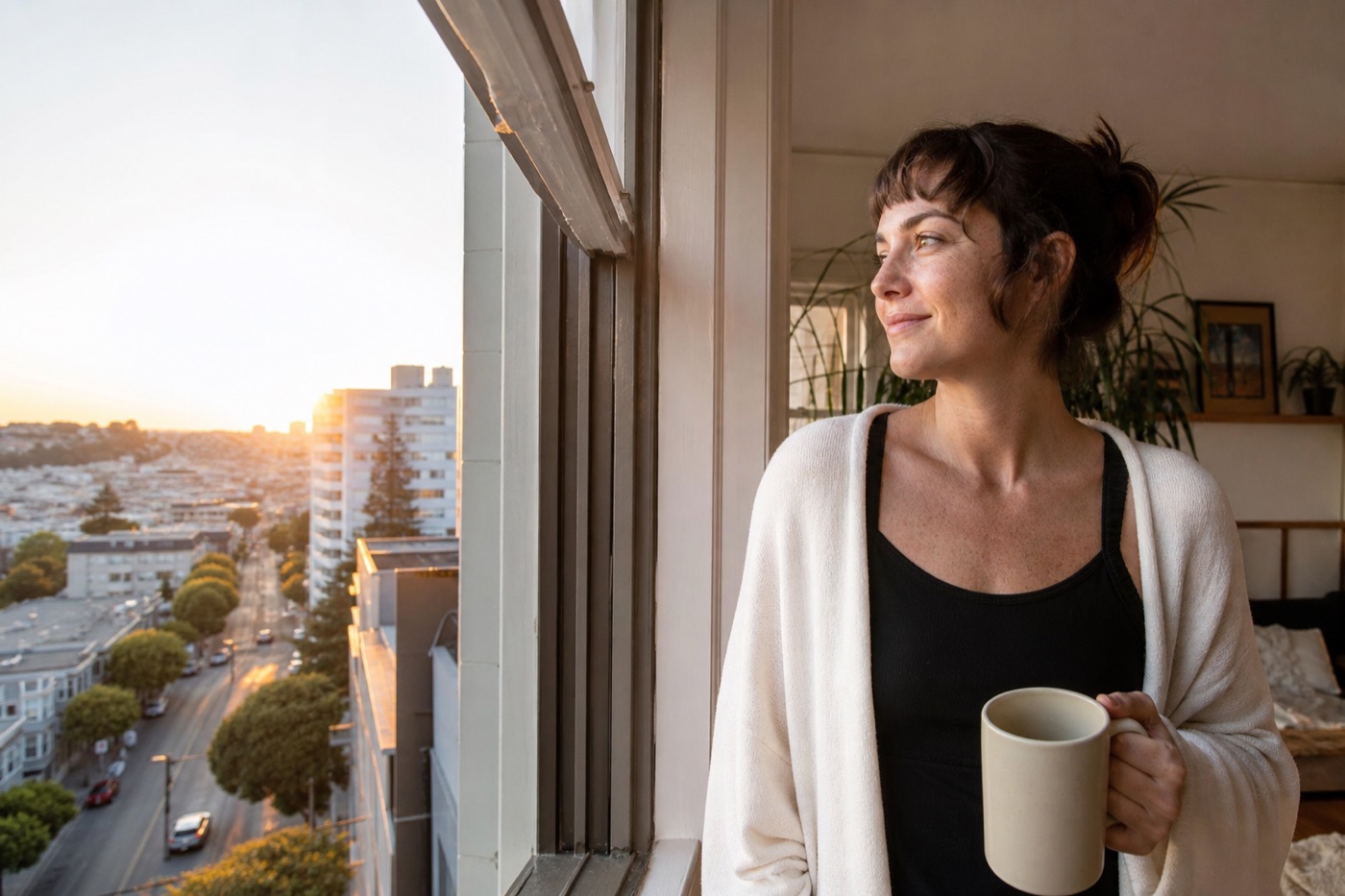 Soft sunrise moment of hope — ready to begin EMDR therapy and a new chapter of healing in San Francisco
