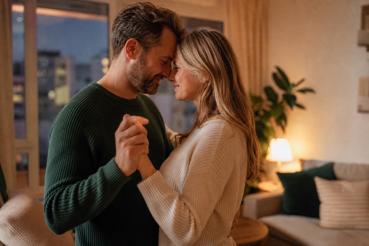 Couple rebuilding intimacy and closeness