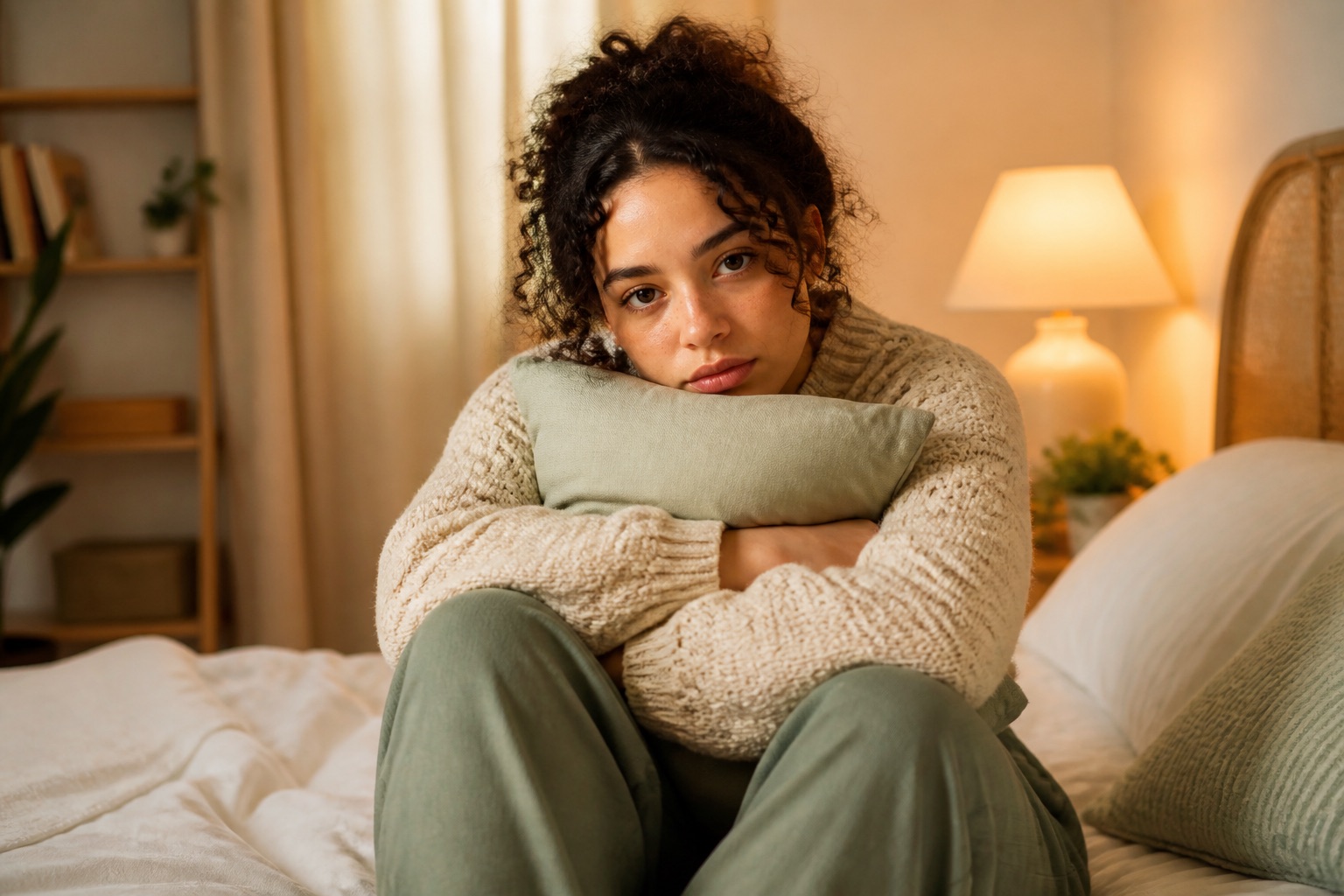 Person sitting with intense vulnerable emotion