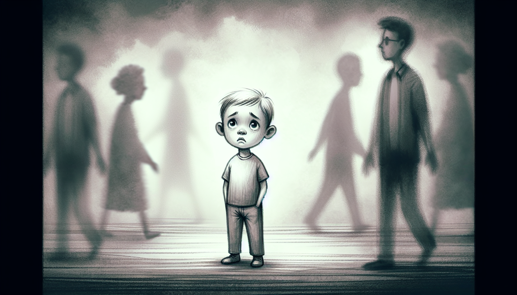 Illustration of a confused child with unclear boundaries