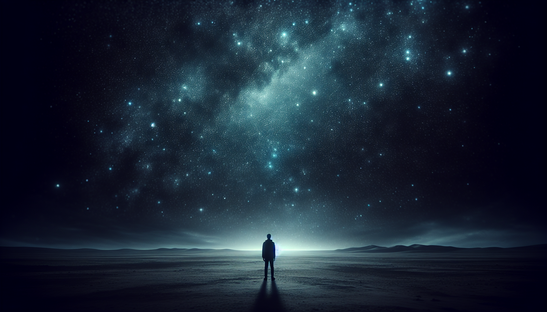 Illustration of a person standing alone in a vast, empty space, representing existential dread