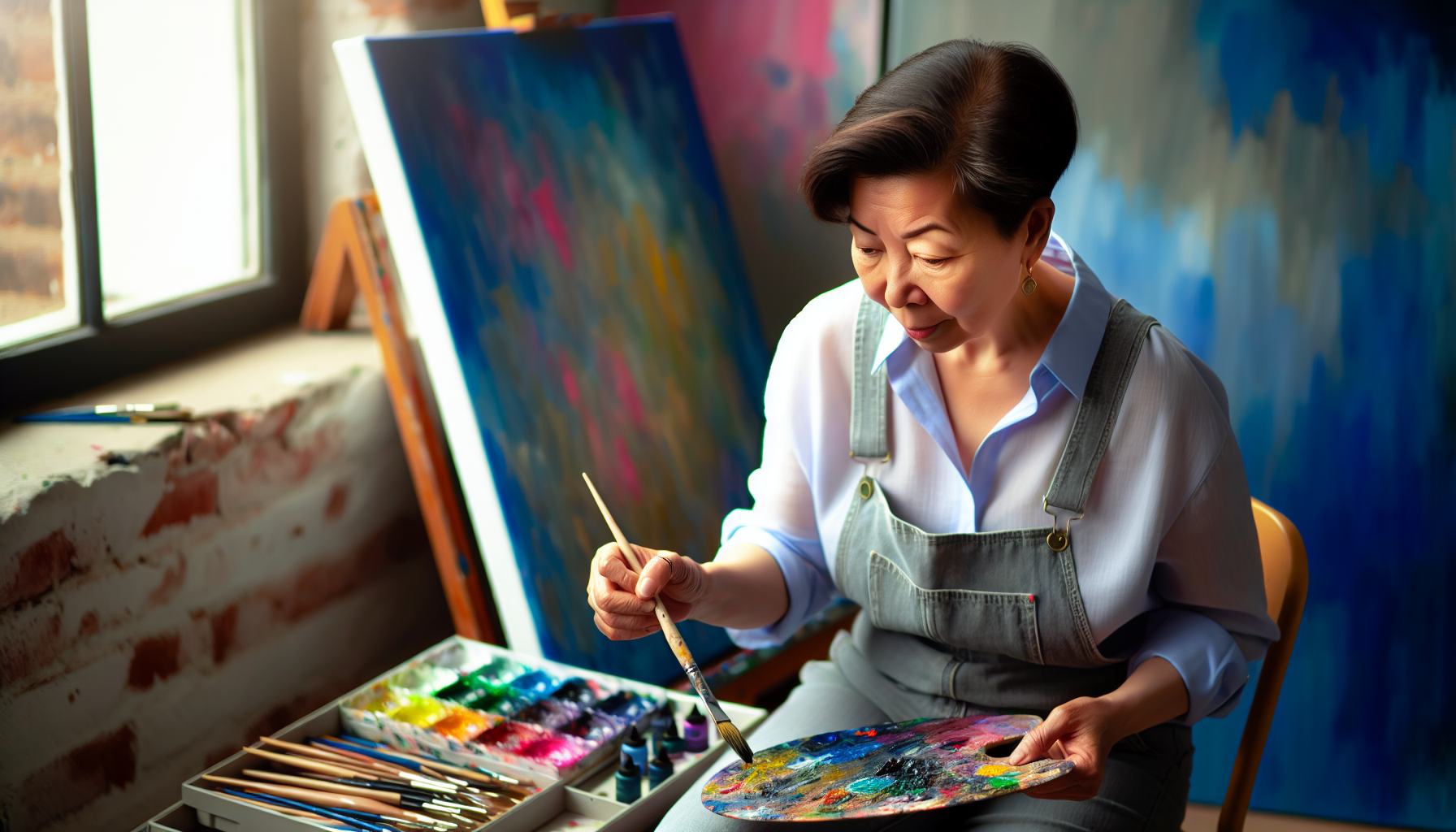 Photo of a person engaging in creative expression through painting