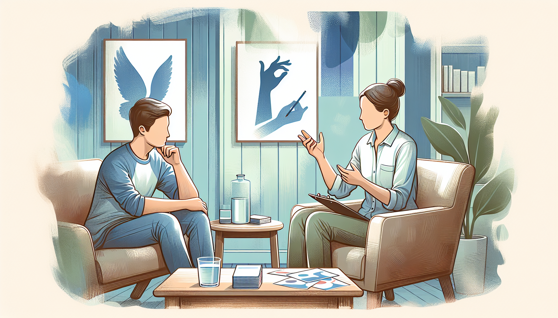 Illustration of a person learning new skills in therapy