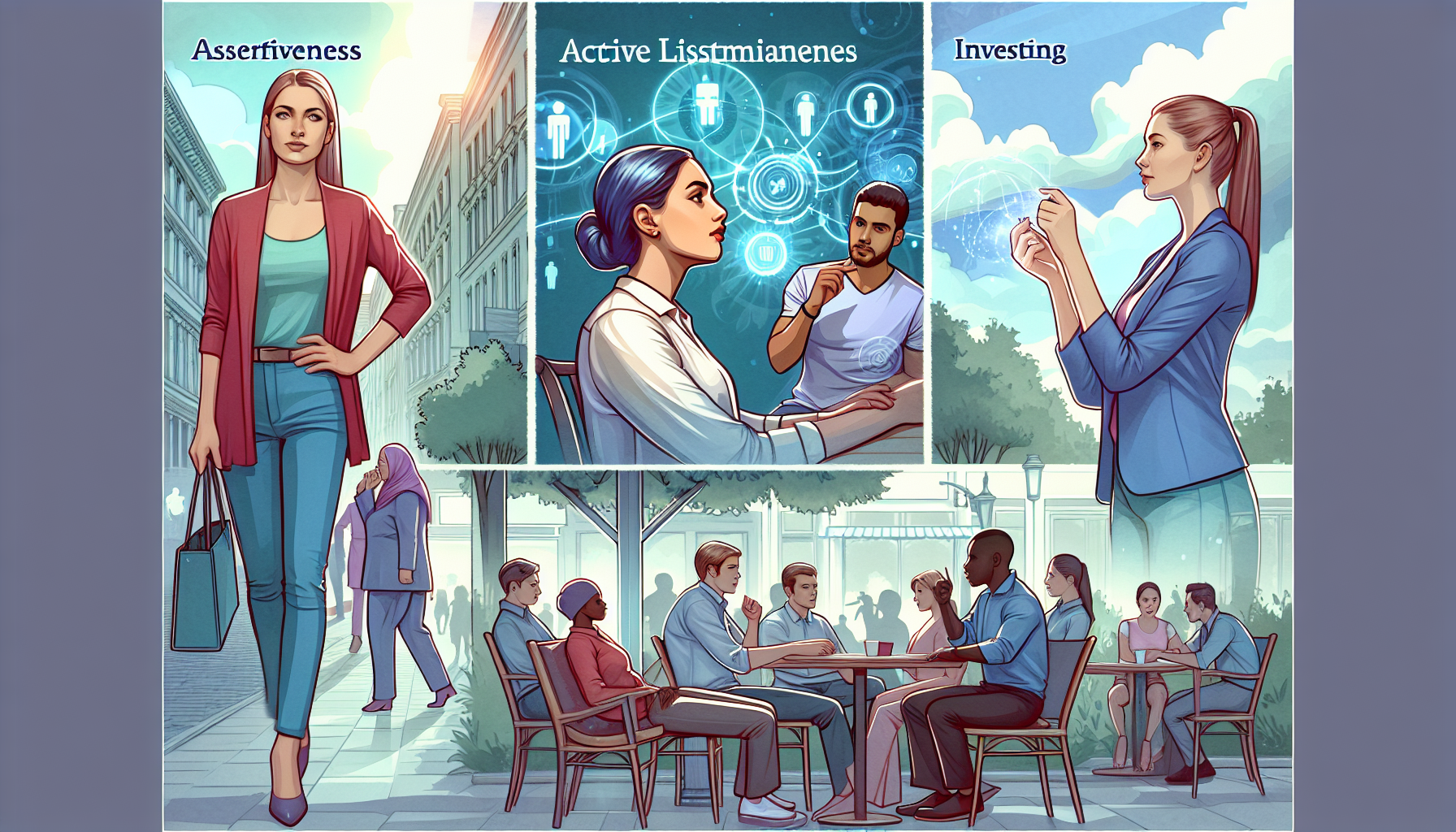 Illustration of individuals practicing interpersonal effectiveness skills