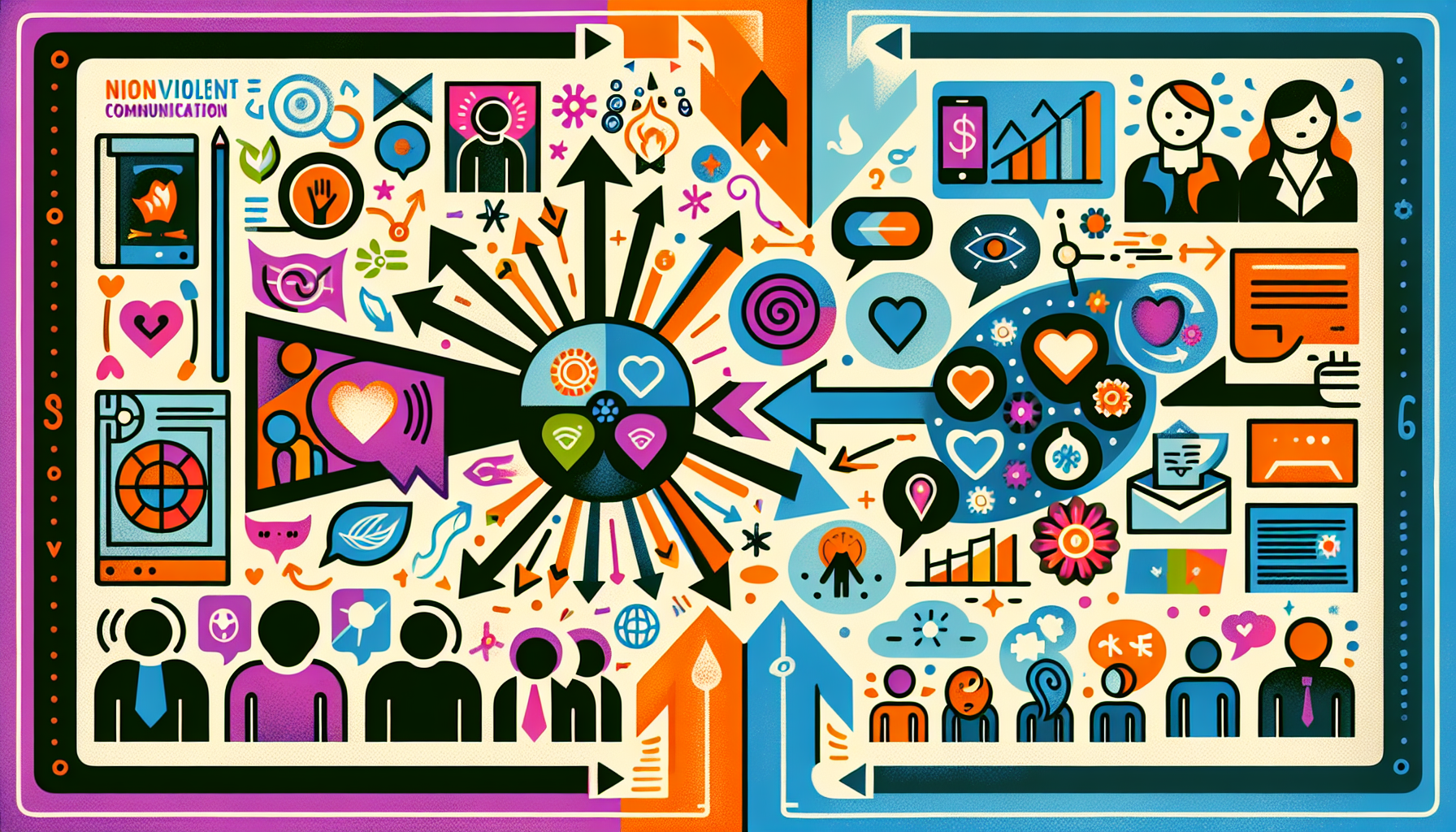 An illustration comparing Nonviolent Communication to other communication models.