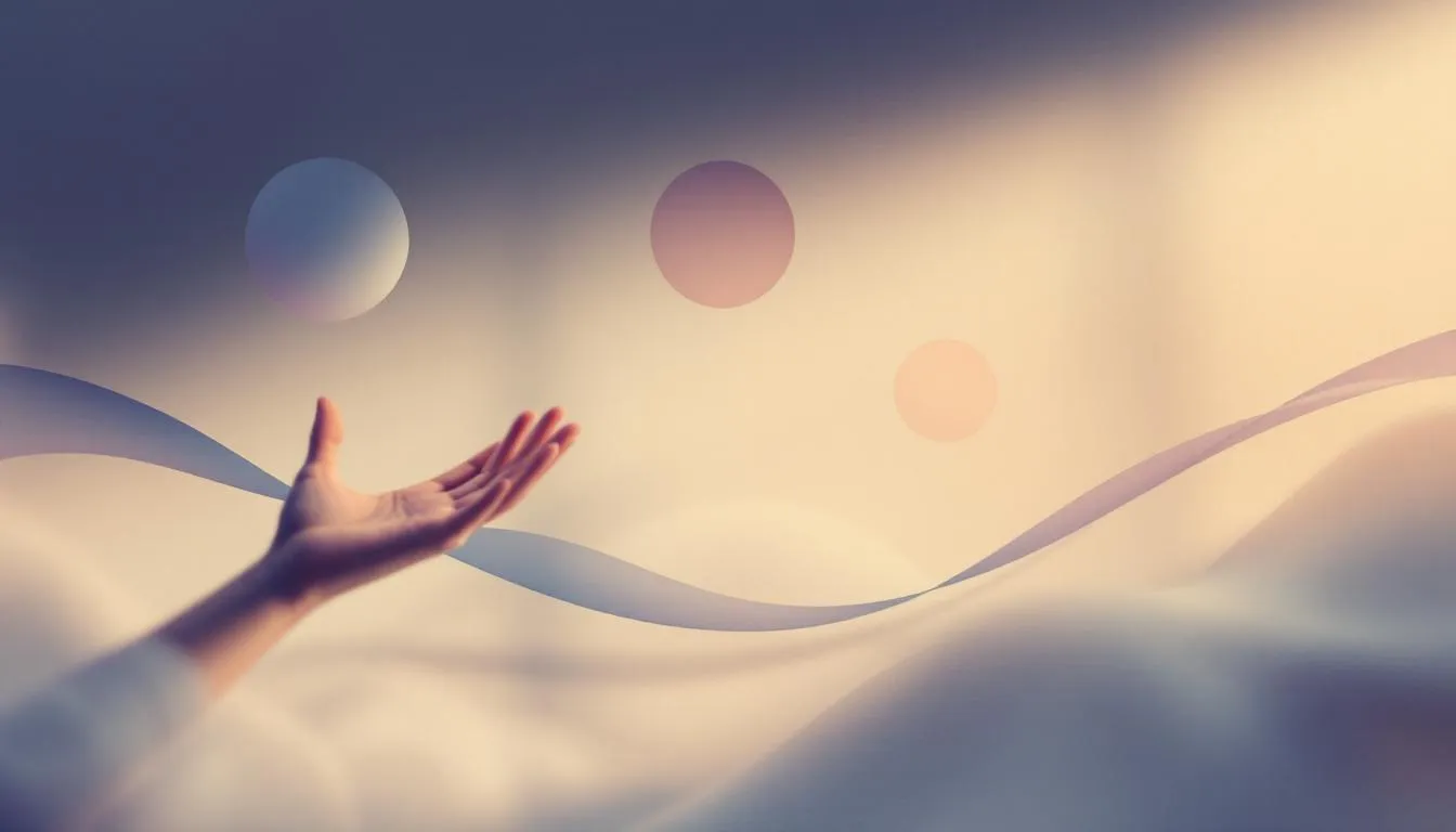 An abstract representation of the three Cs of grief, illustrating the concepts of choosing, connecting, and communicating.