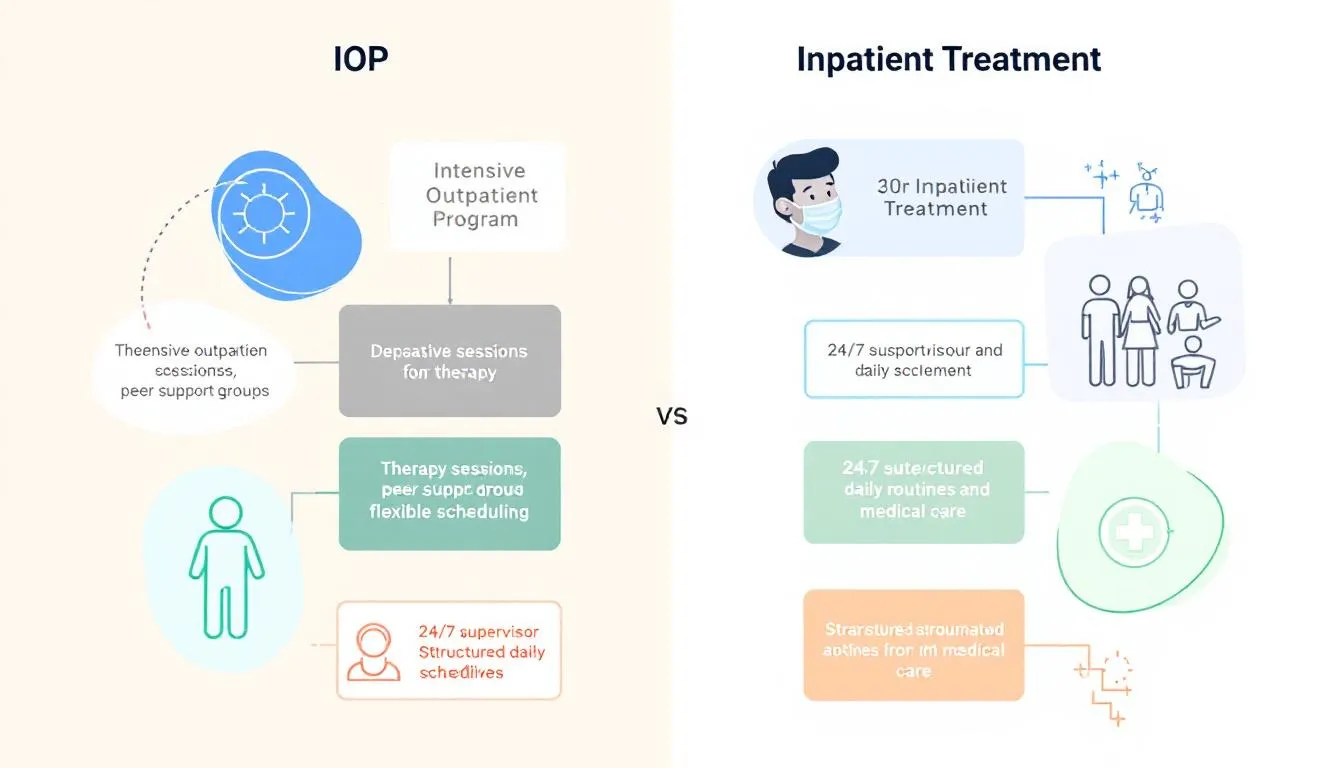 A visual comparison of IOP and inpatient treatment options.