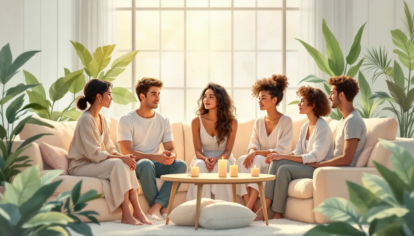 A supportive group therapy session focused on emotional healing.