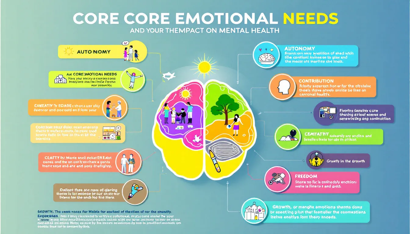 An image illustrating core emotional needs and their impact on mental health.
