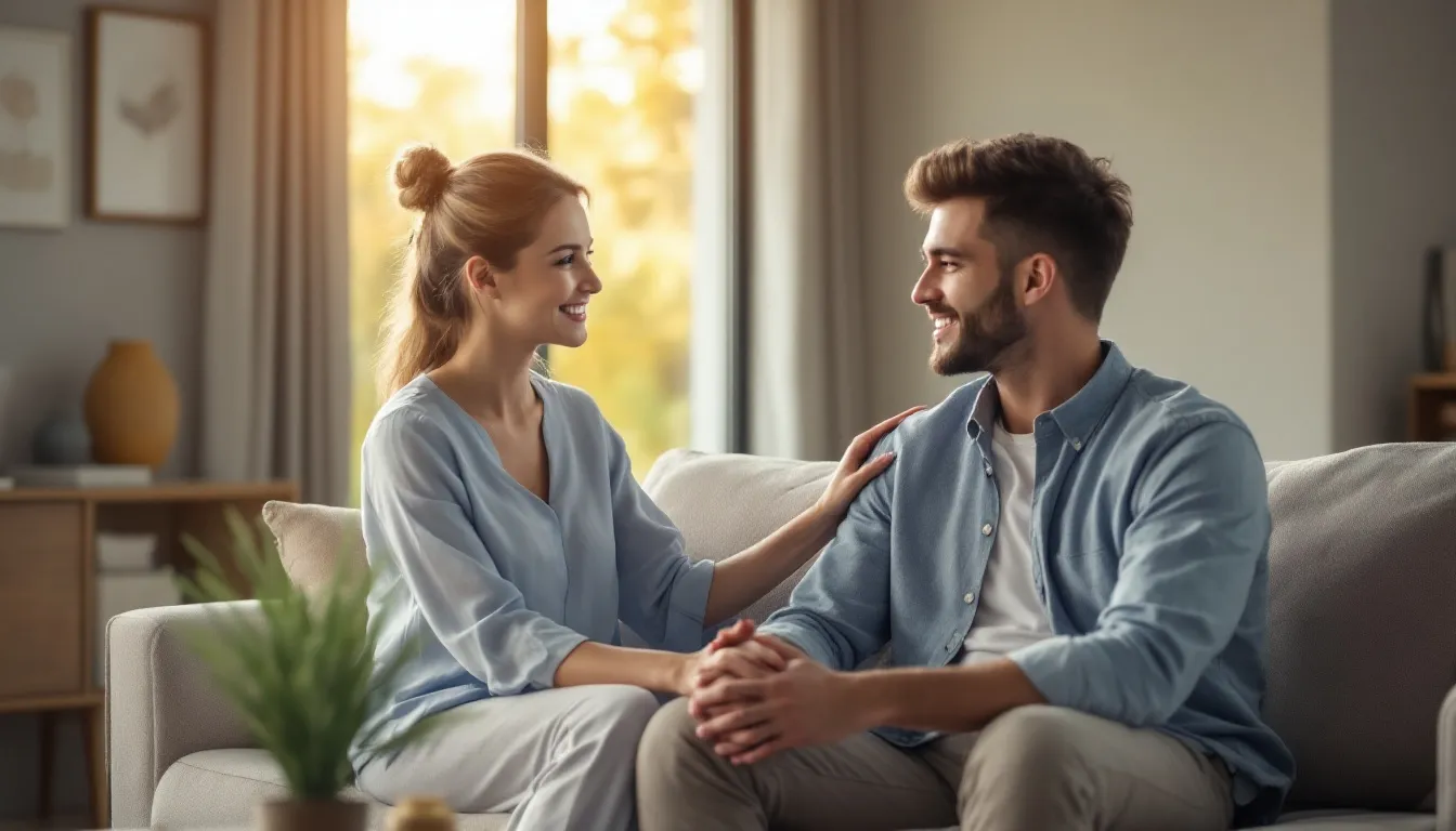 A grief counselor talking with a client, illustrating the process of grief counseling.