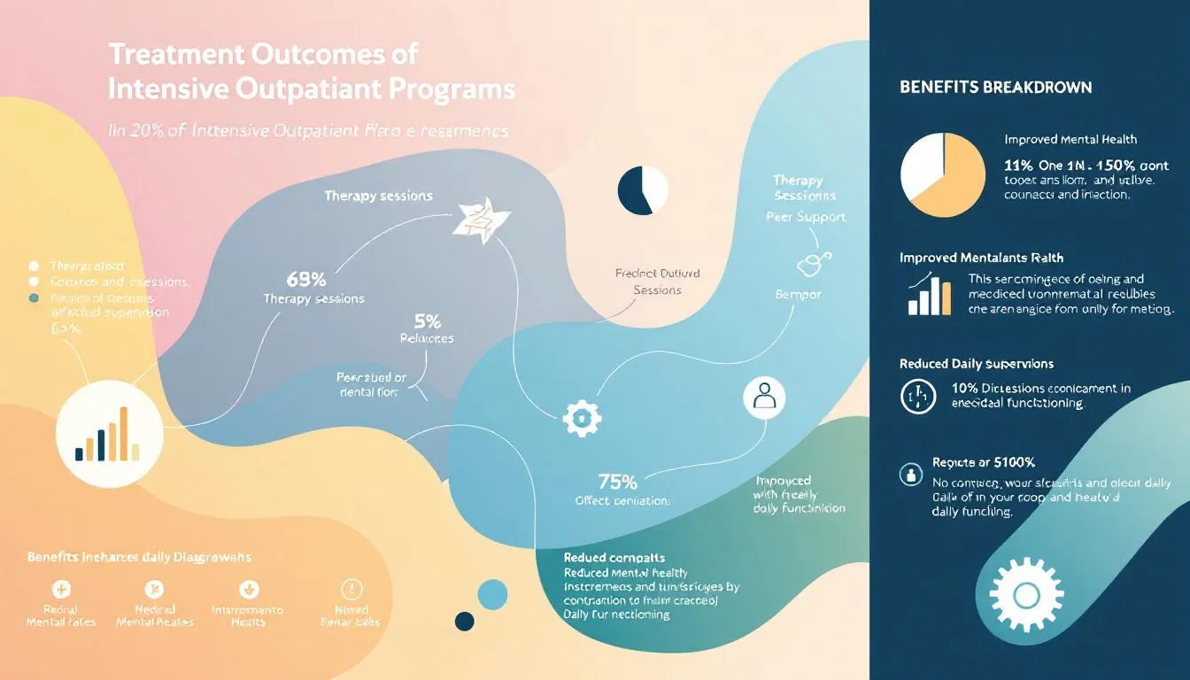 A graph showing treatment outcomes and effectiveness of intensive outpatient programs.
