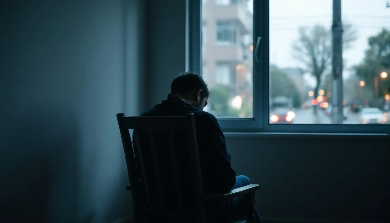 A person sitting alone in a room, reflecting on their feelings of grief and loneliness.