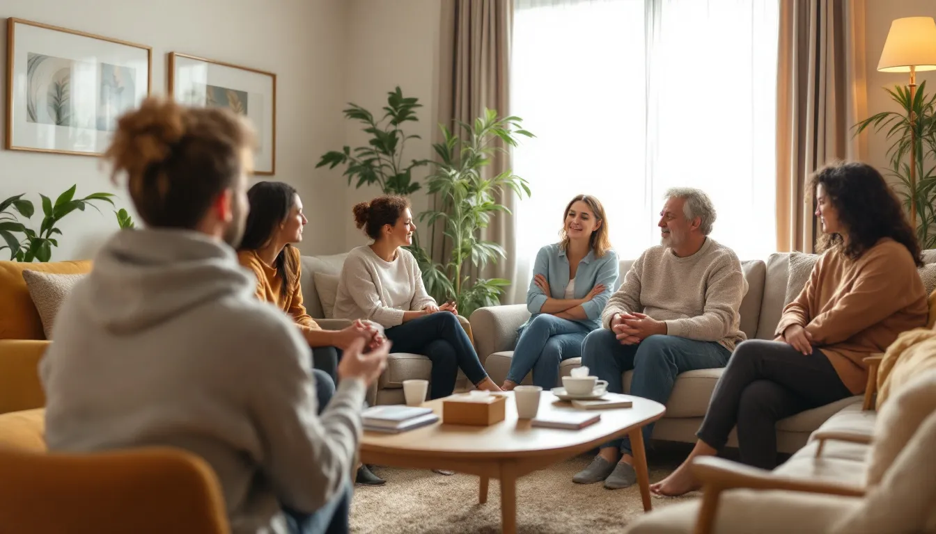 A supportive environment at a divorce support group meeting.