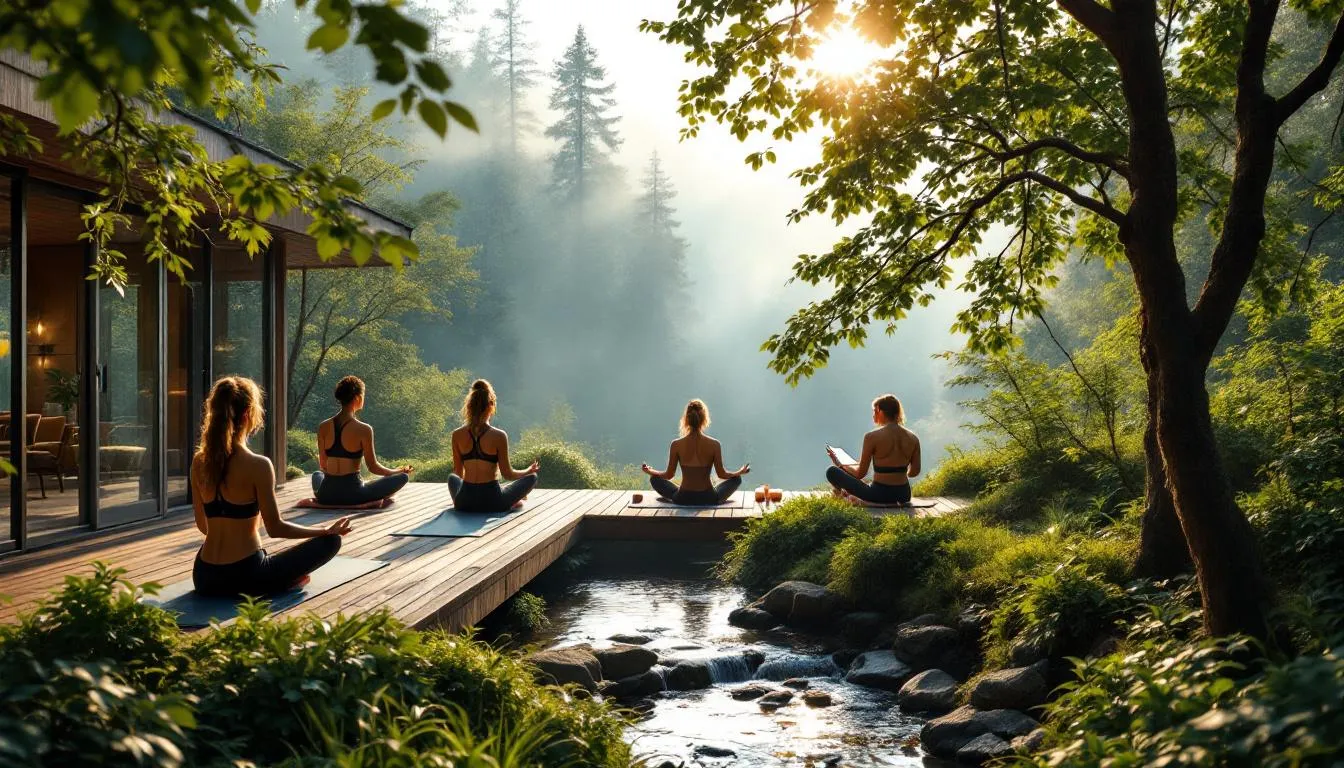 Participants engaging in therapeutic activities that promote mental well-being at a retreat.