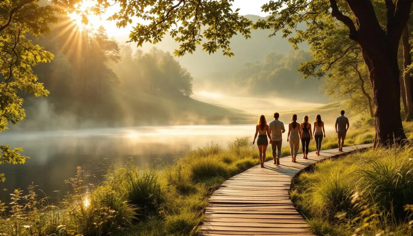 A serene wellness retreat environment promoting mental health wellness.