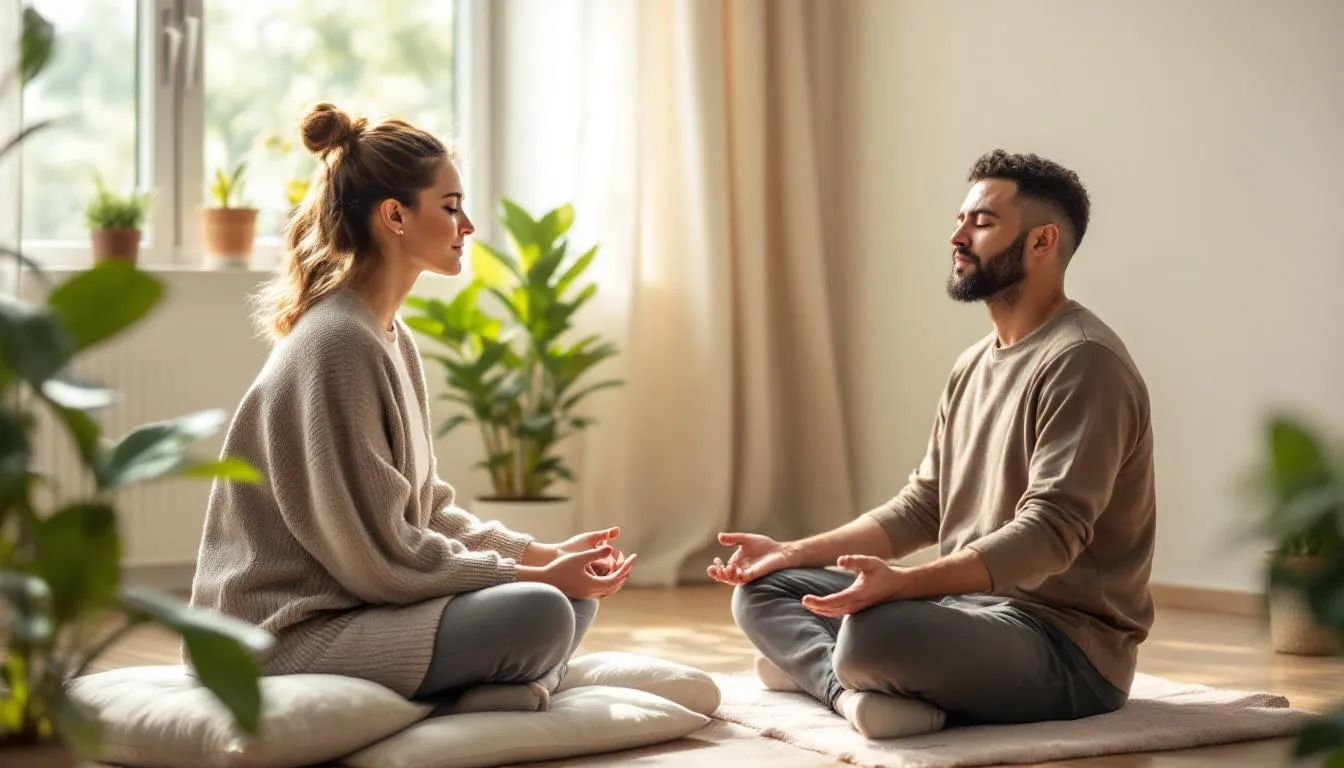 A therapist guiding a mindful therapy session focused on mental well-being.