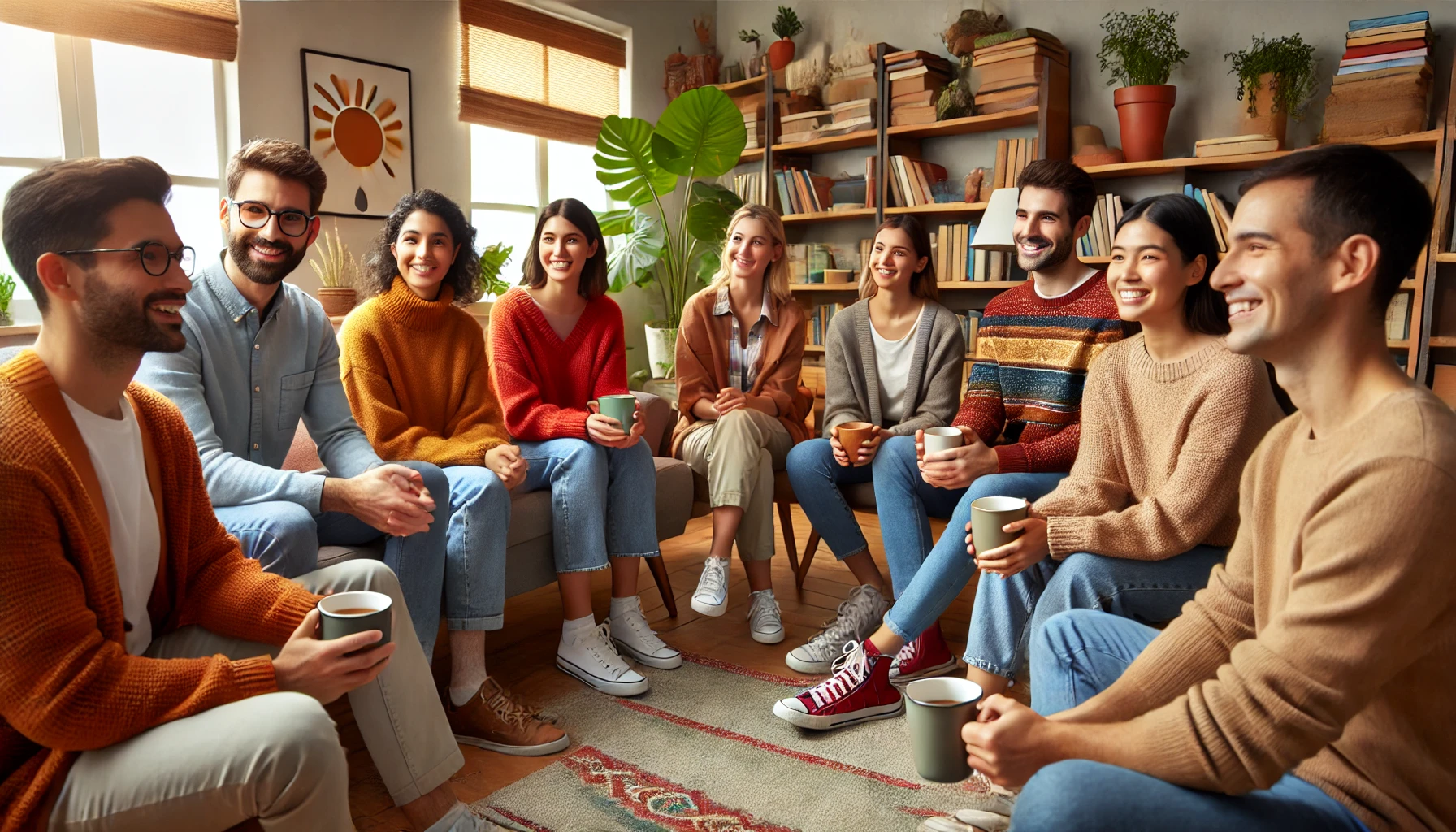 A group of diverse individuals participating in a divorce support group.