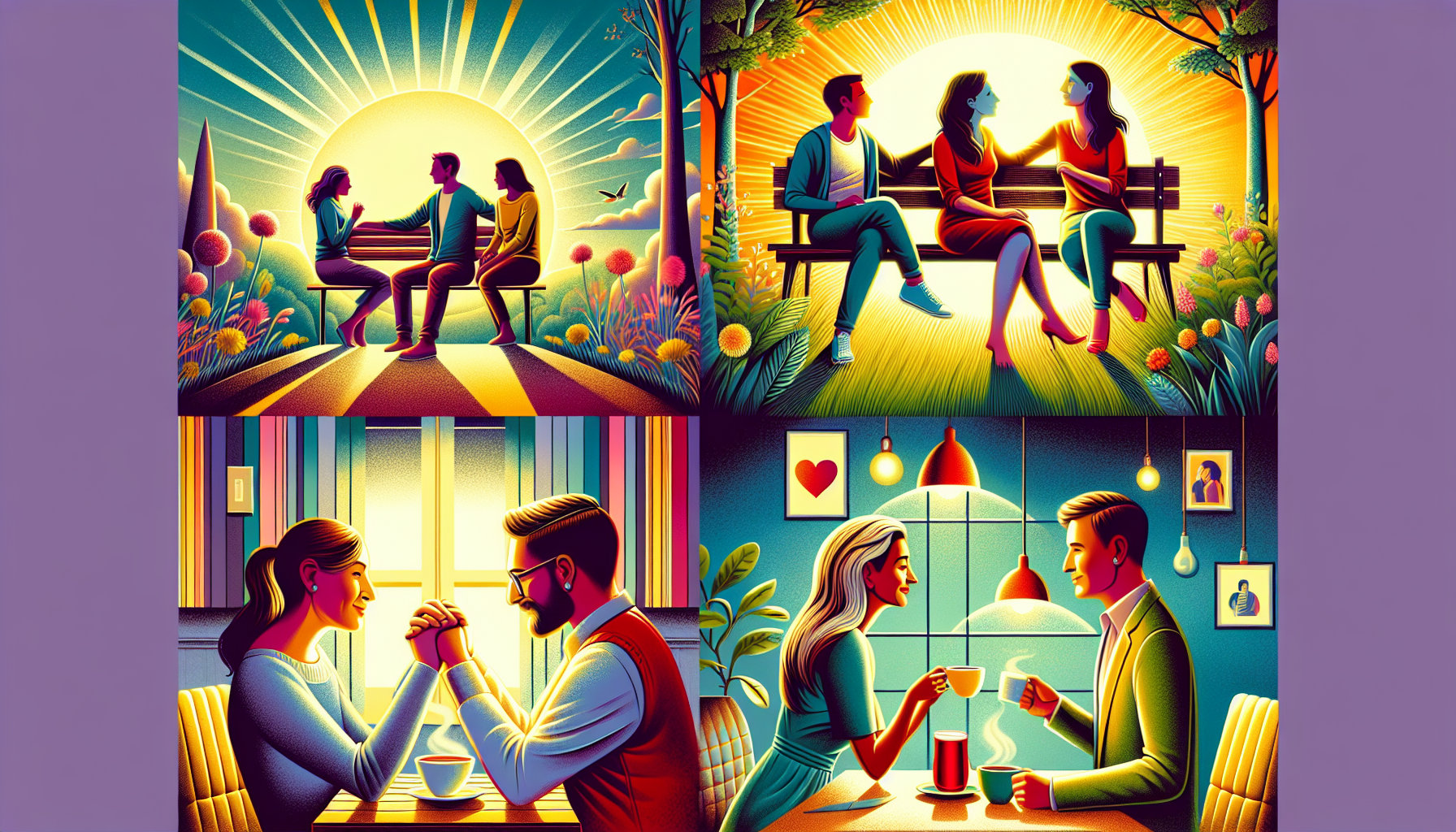 An illustration showing different types of couples who can benefit from discernment counseling.