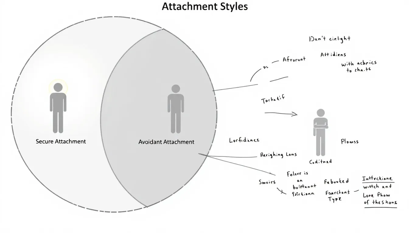 A visual representation of various attachment styles illustrating secure, avoidant, and anxious attachment.