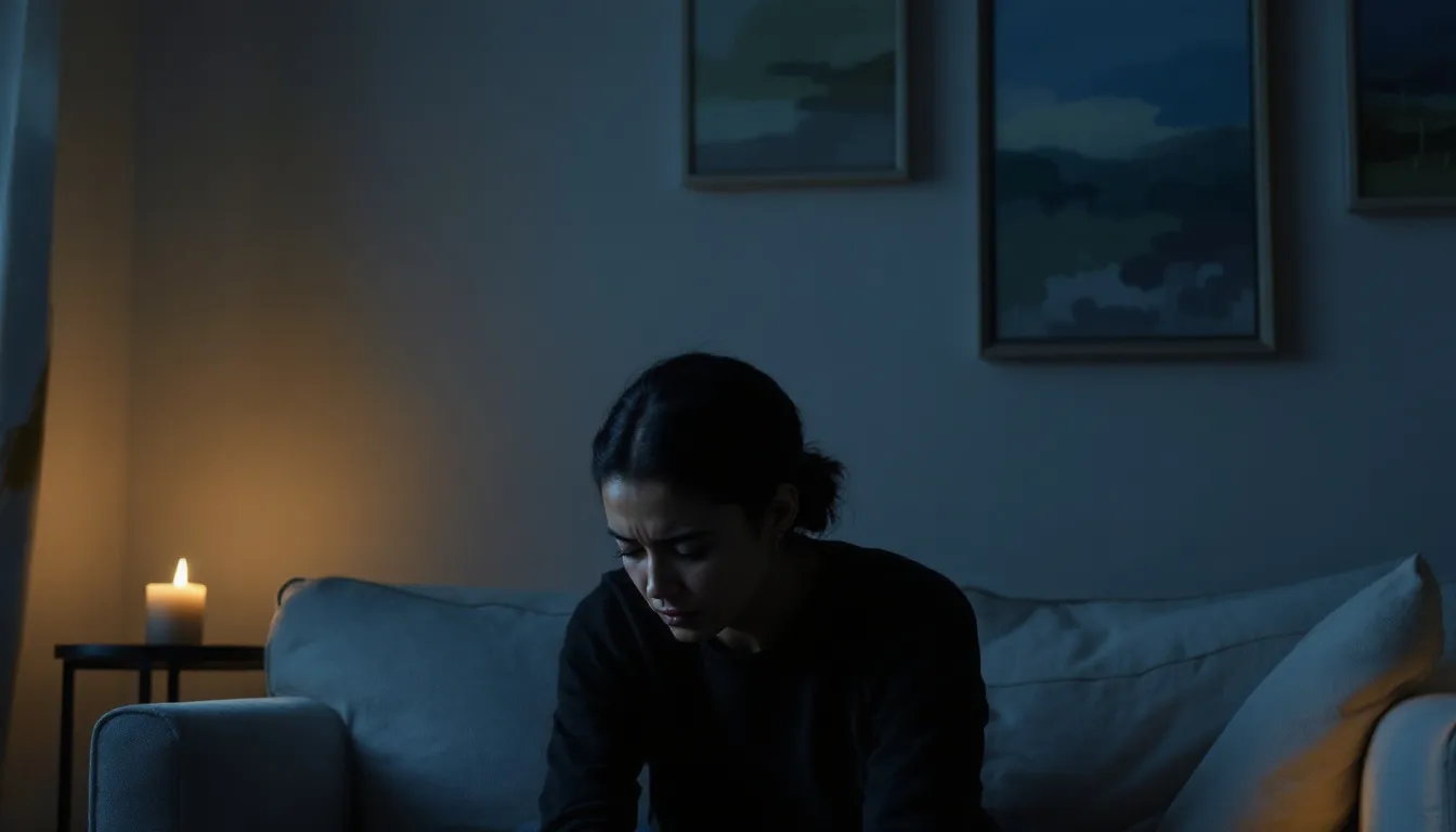 A person sitting alone, looking contemplative and sad, representing persistent feelings of sadness.