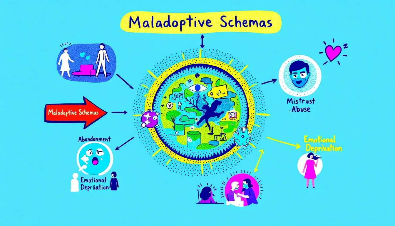 A flowchart showing how schema therapy works in addressing maladaptive schemas.