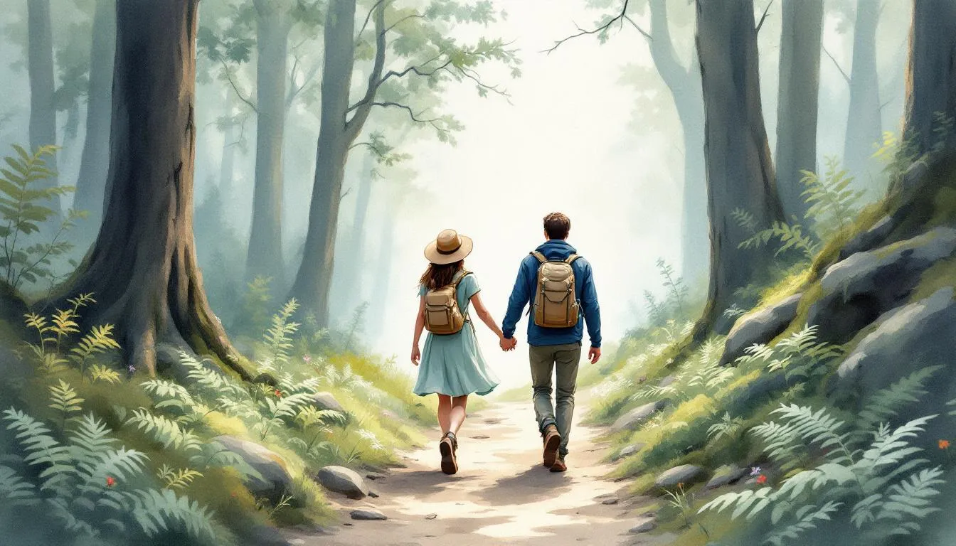 Couples enjoying an adventure retreat, exploring nature together, and strengthening their bond through outdoor activities.