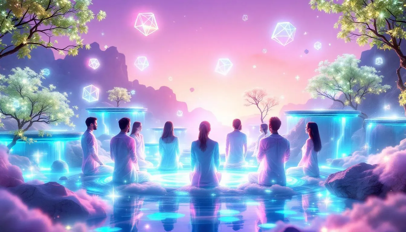 A group of individuals participating in a collective retreat focused on achieving flow.