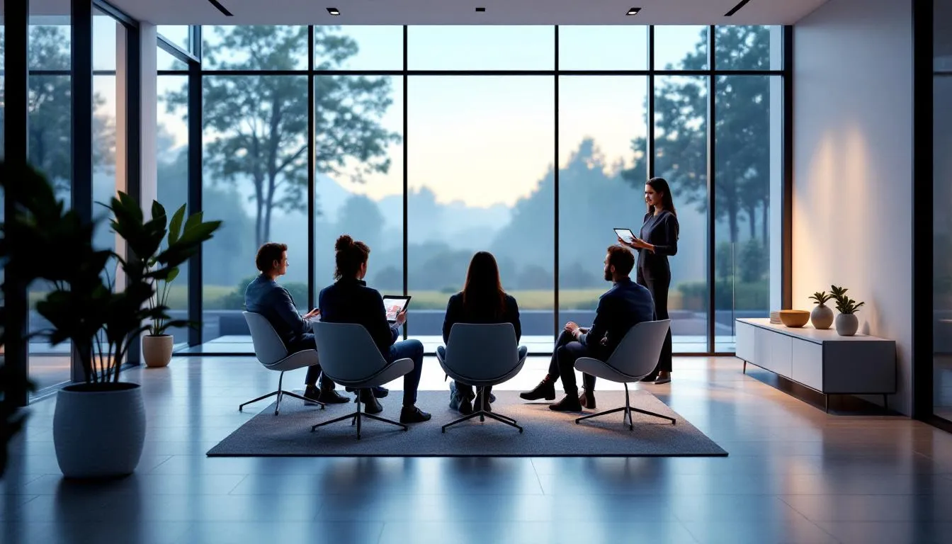 A visual representation of an intensive outpatient program (IOP) setting, highlighting therapy sessions.