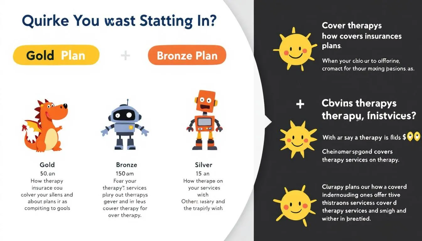 An infographic illustrating different types of insurance plans and their coverage for therapy services.