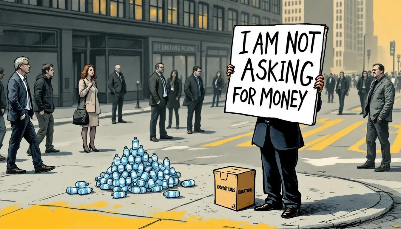 An illustration depicting the concept of dry begging in a social context.