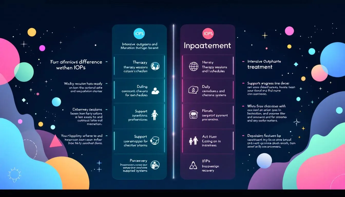 A comparison chart illustrating the differences between IOPs and inpatient treatment.