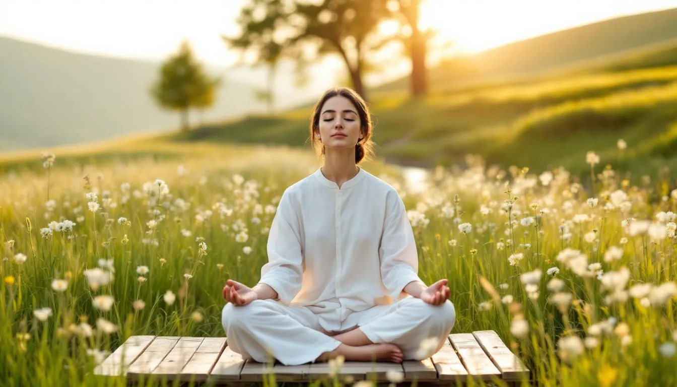 A serene scene depicts a mindful person meditating peacefully in nature, embodying the essence of Dialectical Behavior Therapy (DBT) mindfulness skills. This tranquil setting symbolizes the journey of emotional regulation and coping skills often explored in DBT skills groups, aimed at supporting mental health and well-being.
