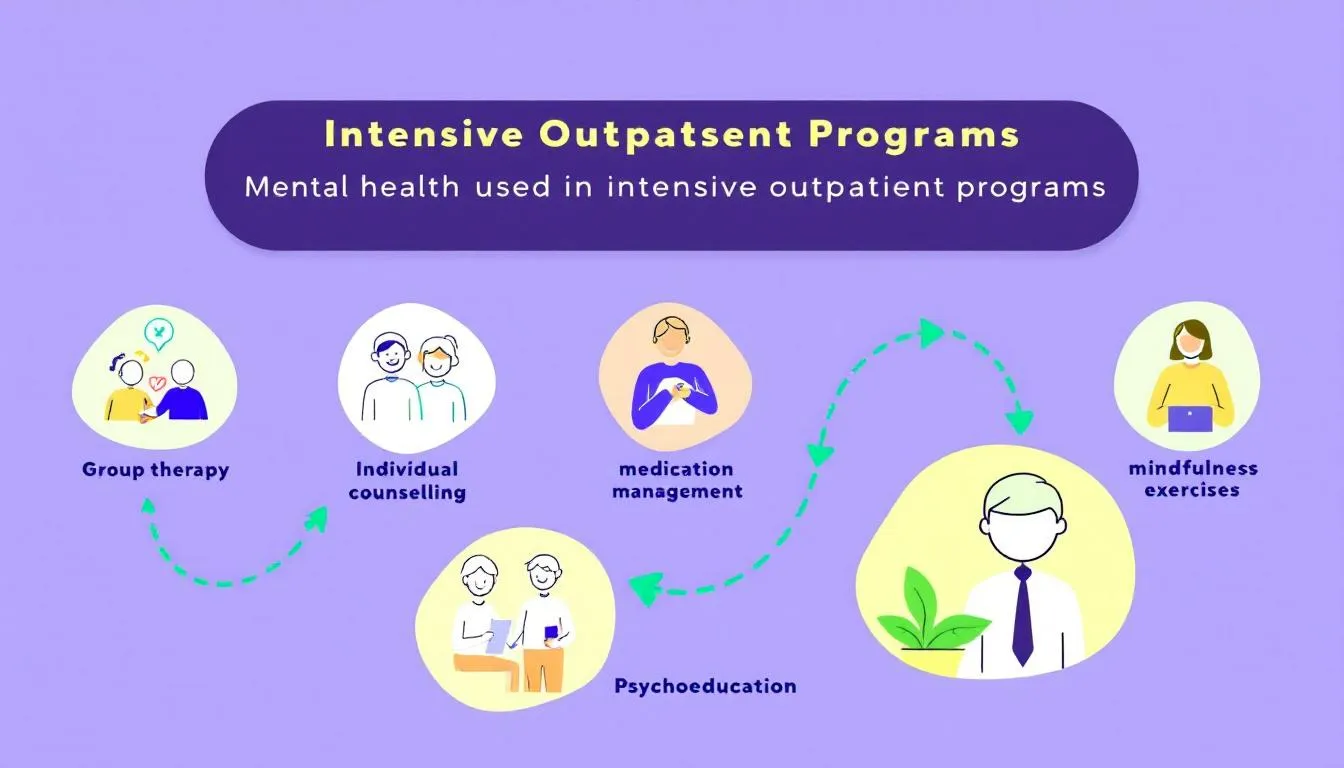 Different treatment modalities used in intensive outpatient programs (IOP).