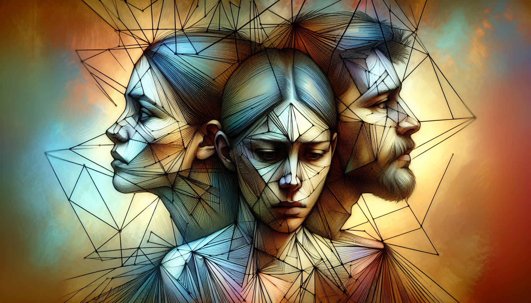 Artistic representation of the impact of triangulation on mental health