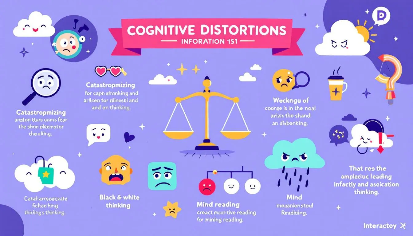 An illustration depicting various cognitive distortions.