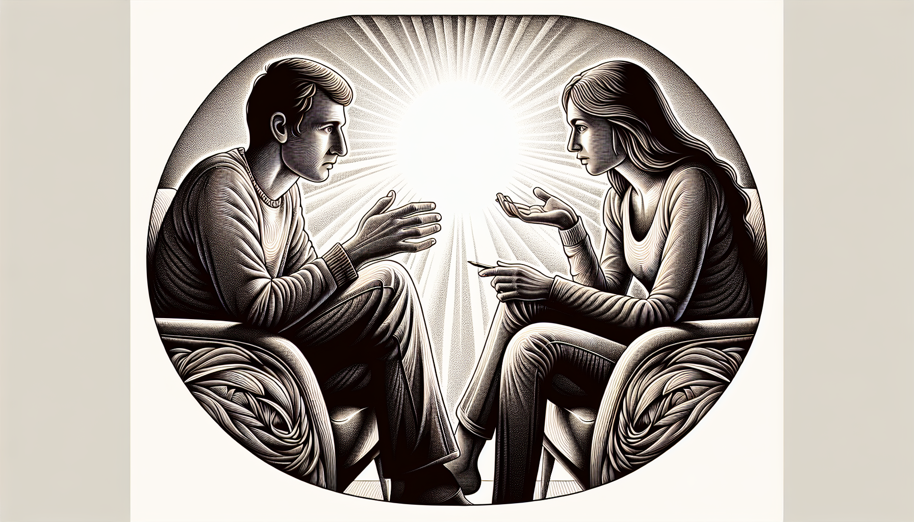 Illustration of a couple actively listening to each other