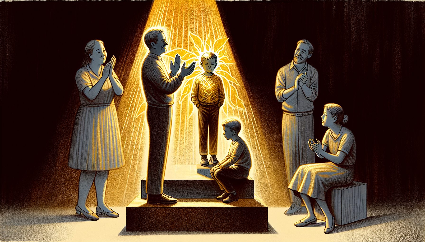Illustration depicting the golden child-scapegoat dynamic in a family