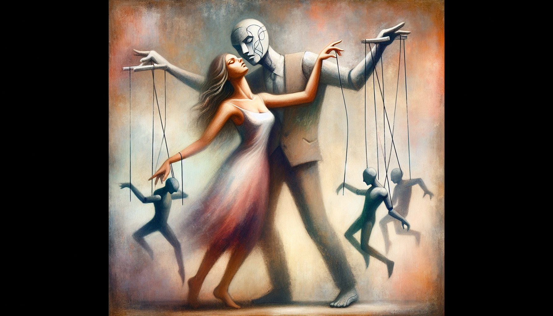Artistic representation of emotional manipulation in relationships