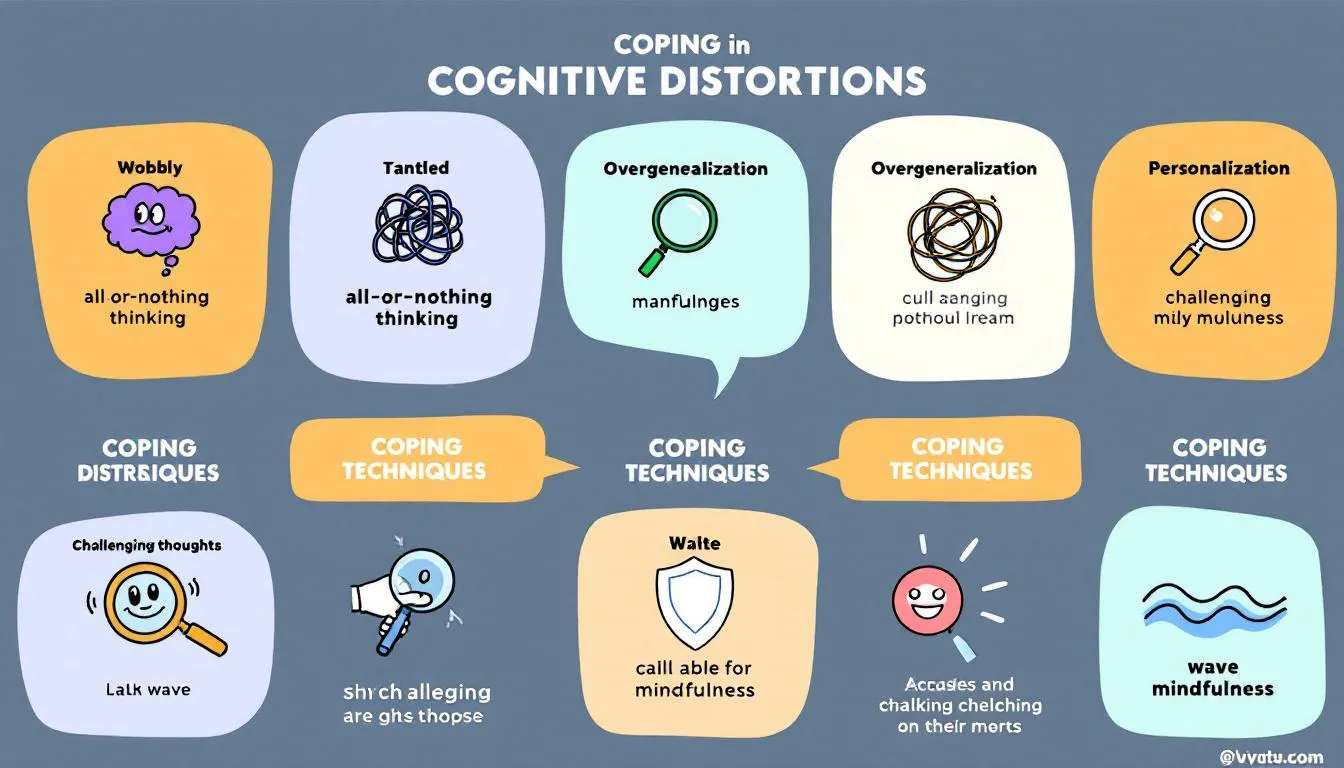 An illustration of coping strategies for cognitive distortions.