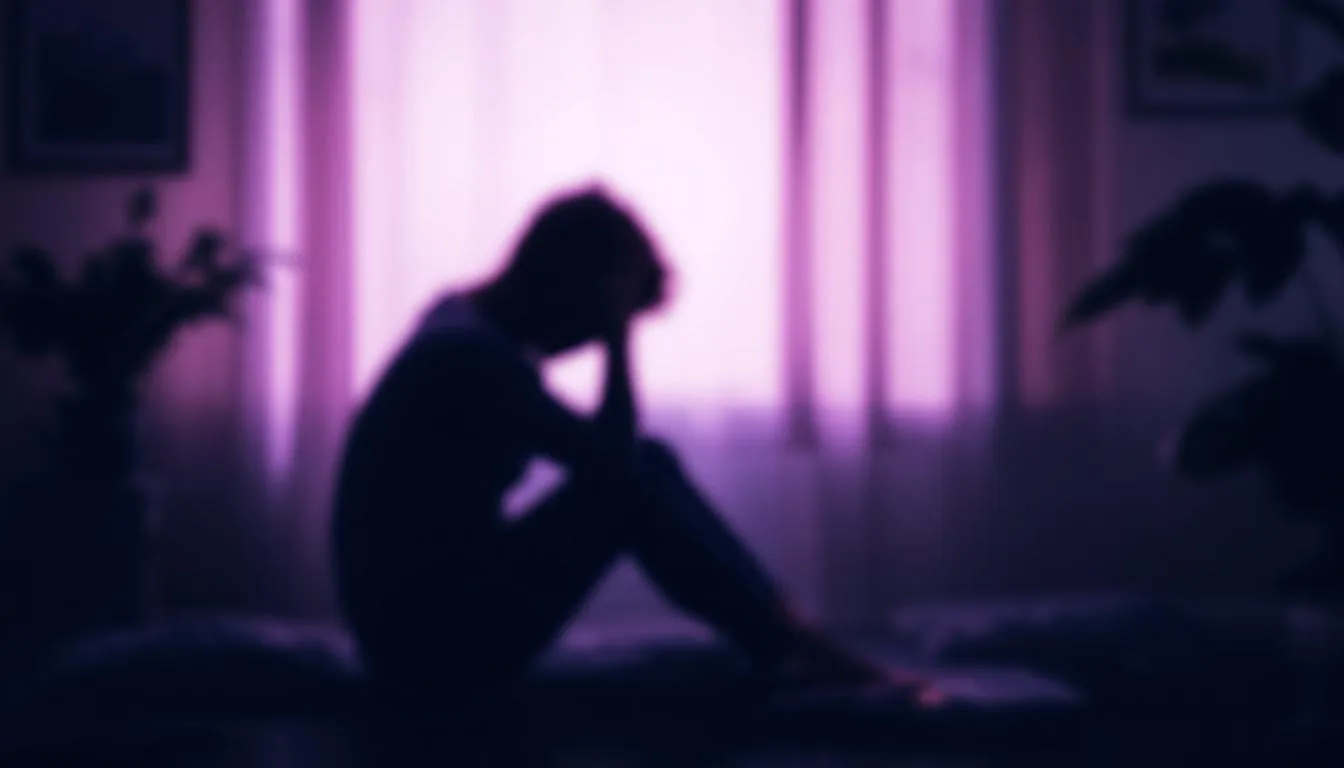 A blurred image of a person contemplating self-harm, indicating thoughts of self-harm or suicide.