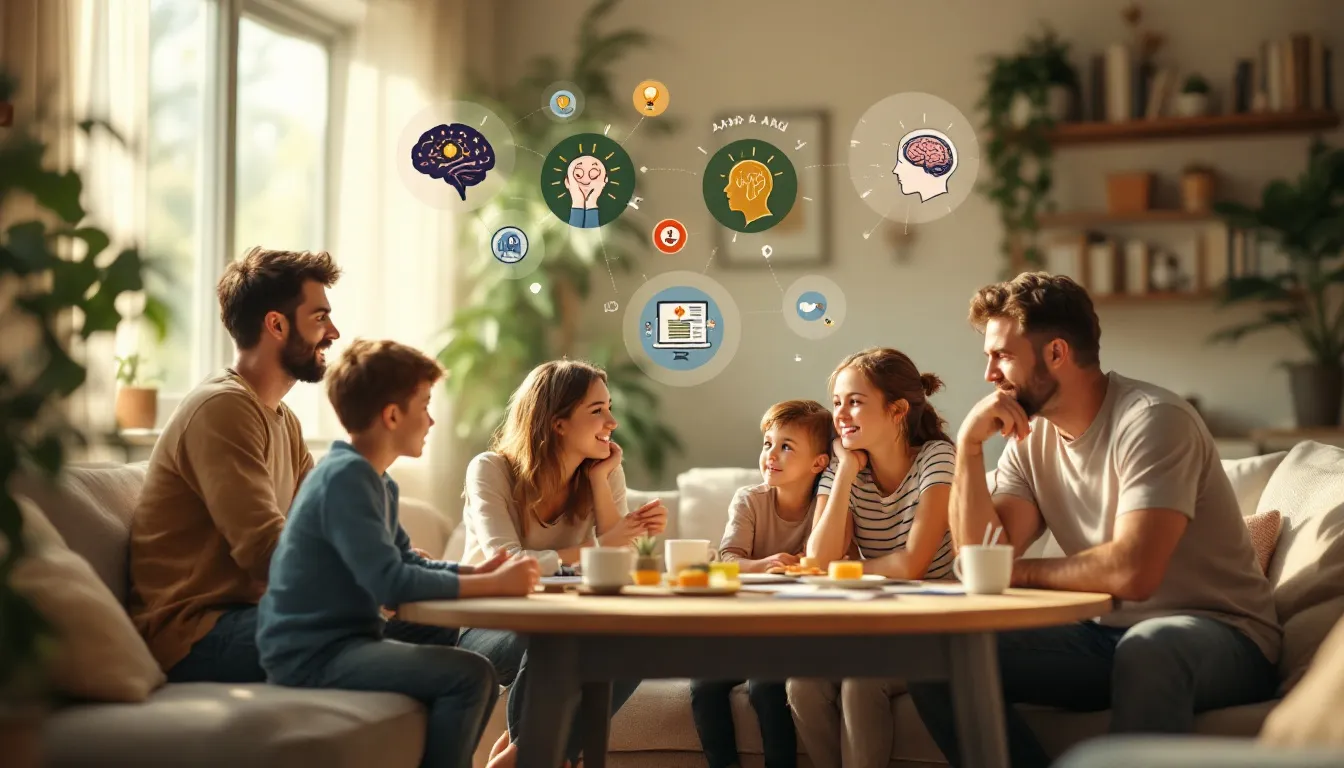 A family discussing ADHD support strategies.