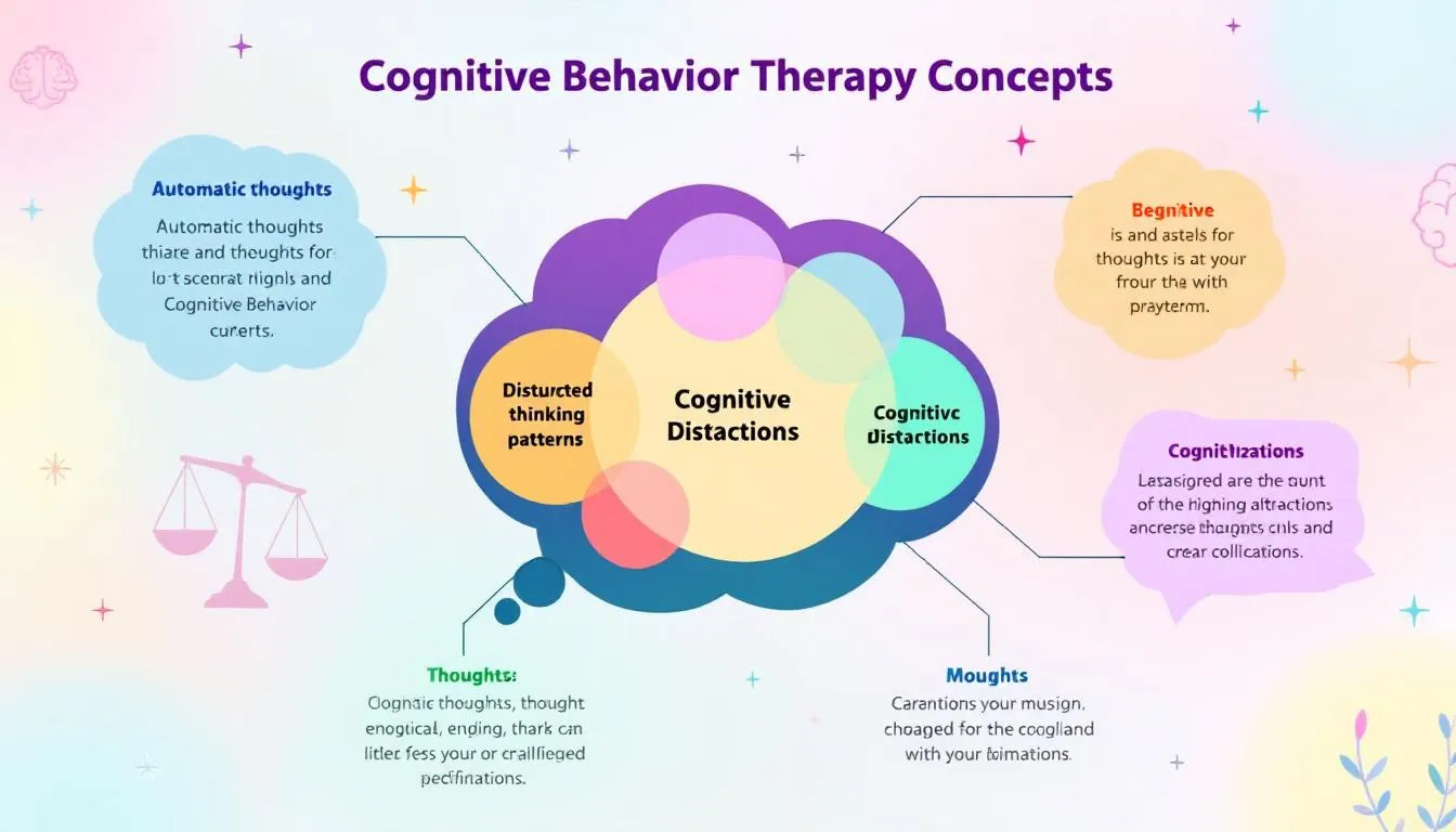 An illustration representing cognitive behavioral therapy (CBT) concepts.
