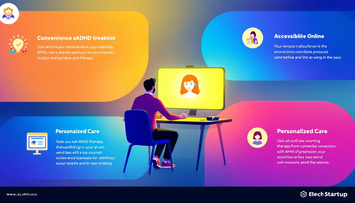 Benefits of online ADHD treatment, highlighting a virtual therapy session.