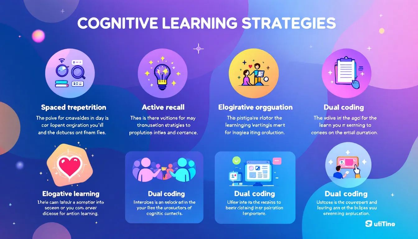 An infographic showcasing different cognitive learning strategies.